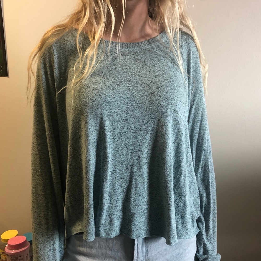 Soft, blue long sleeved top